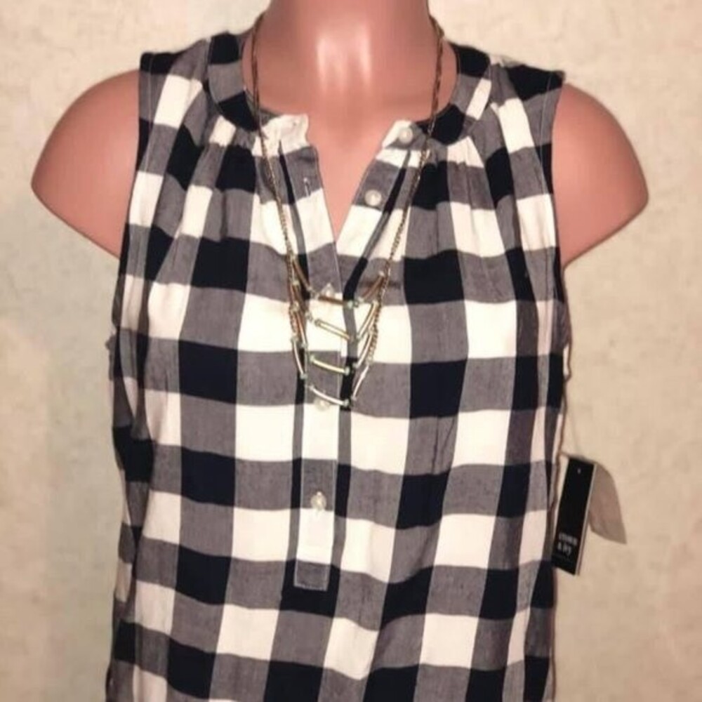 Crown & Ivy - Mini Women Dress Blue & withe Sleeveless New Size X-Small - Picture 6 of 11